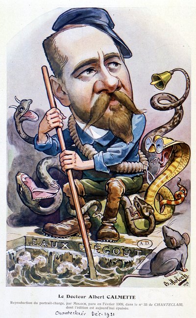 Dr. Calmette - Caricatura di Moloch, in "Chanteclair", Feb. 1909 da Moloch