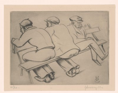 Tre uomini su una panchina da Mommie Schwarz (signed by artist)