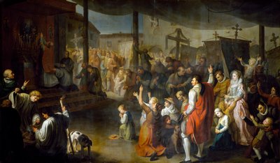 Il voto dei cittadini di Carmarthenshire per porre fine alla peste del 1630 da Moneta Jr. Sleet