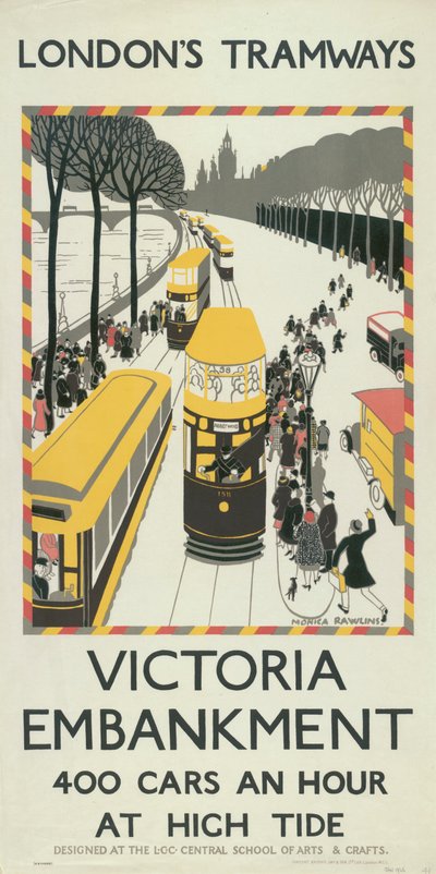 Victoria Embankment, poster della London County Council LCC Tramways, 1926 da Monica Rawlins