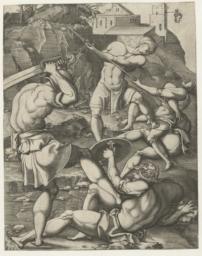 Combattimento tra cinque soldati romani da Monogrammist AC