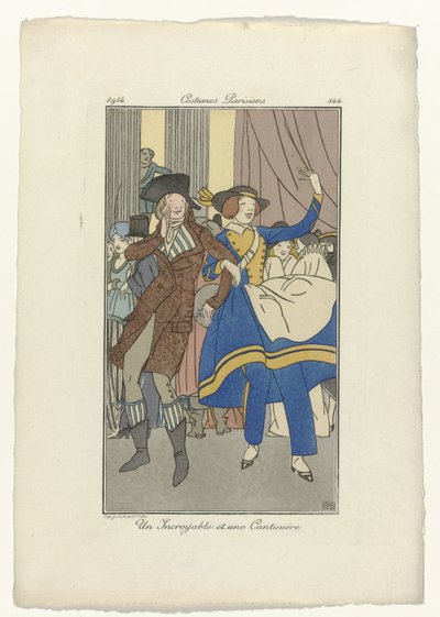 Journal des Dames et des Modes, Costumes Parisiens, 1914, No. 144: Un Incroyable e una Cantinière da Monogrammist BMB