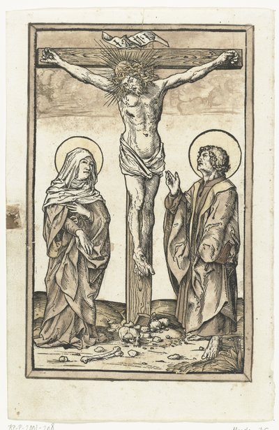 Cristo sulla croce, con Maria e Giovanni da Monogrammist DS (graveur) (attributed to)