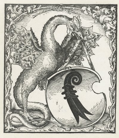 Drago con lo stemma di Basilea da Monogrammist DS (graveur) (attributed to)