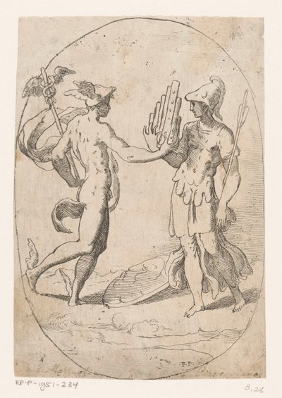 Mercurio e Bellona da Monogrammist FP (Italië; 16e eeuw)