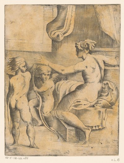 Venere con due putti da Monogrammist FP (Italië; 16e eeuw)