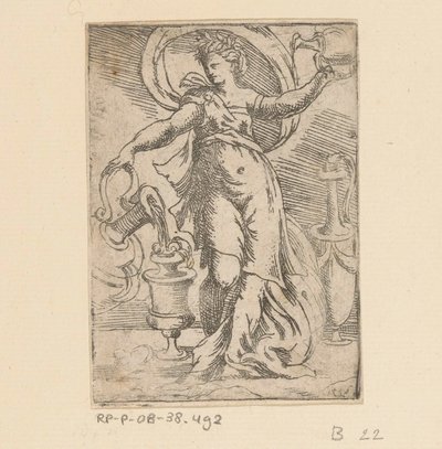 Donna con brocche e anfore da Monogrammist FP (Italië; 16e eeuw)