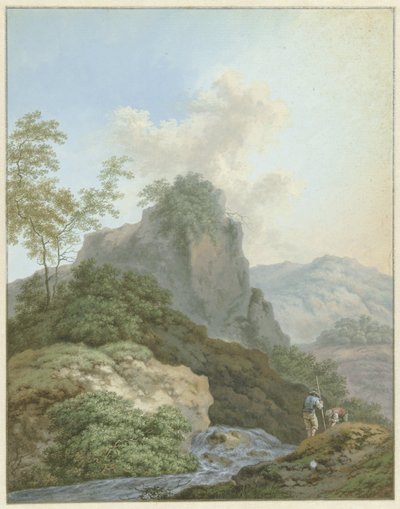 Paesaggio con due ragazzi vicino a un ruscello da Monogrammist FWH (possibly)