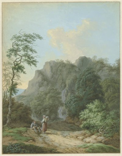 Paesaggio con uomo seduto e donna in piedi da Monogrammist FWH (possibly)