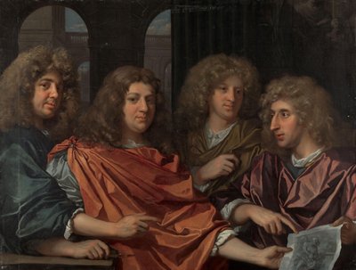 Ritratto di gruppo di quattro artisti da Monogrammist GF (schilder)