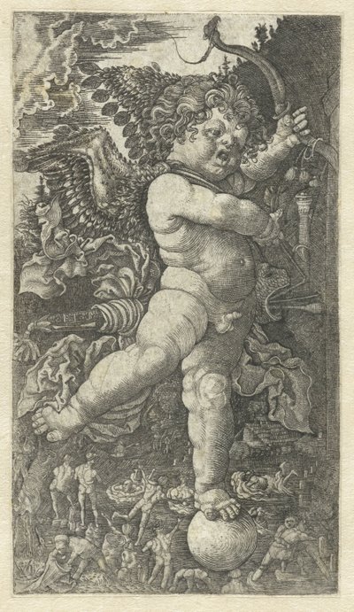 Cupido arrabbiato su una sfera da Monogrammist HL