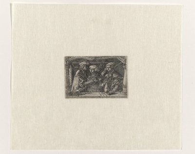 Giovane donna con due ricchi amanti da Monogrammist H.M.