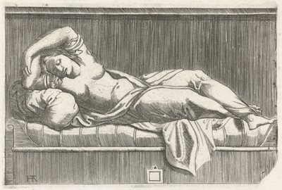 Cleopatra seminuda sdraiata sul letto da Monogrammist HTA