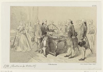 Guglielmo V onora gli eroi della battaglia navale di Dogger Bank, 1781 da Monogrammist IHM