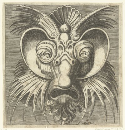 Maschera con piatti intorno agli occhi e creste dentate sulle guance e sulla fronte da Monogrammist IHS