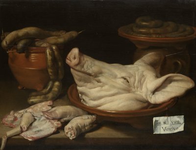 Natura morta con testa di maiale, zampe di maiale e salsiccia da Monogrammist JVR