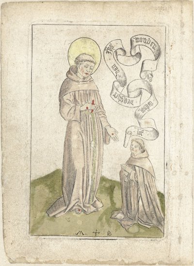 San Francesco con francescano inginocchiato da Monogrammist MB (Nederlanden)