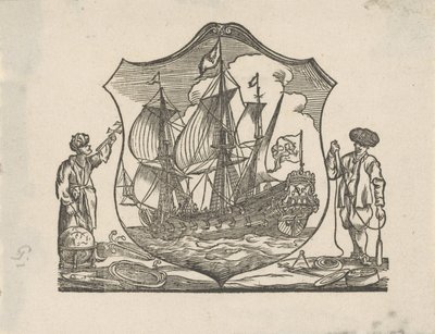 Vignetta con una nave della VOC da Monogrammist P