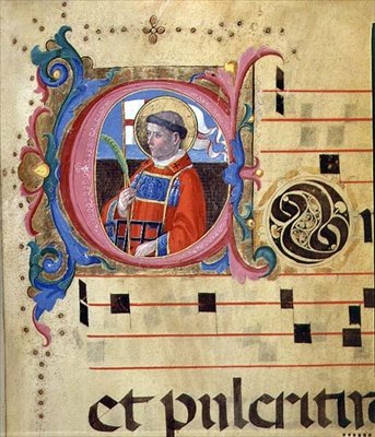 Ms 543 Iniziale istoriata con San Lorenzo, da un salterio, c.1515 da Monte di Giovanni del Fora