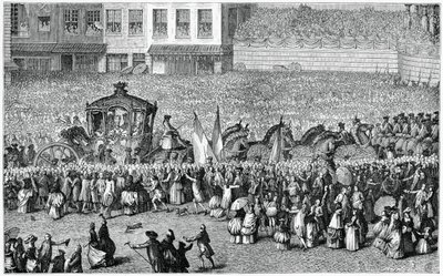 Carrozza trainata da cavalli in una parata, 1782, 1885 da Moreau
