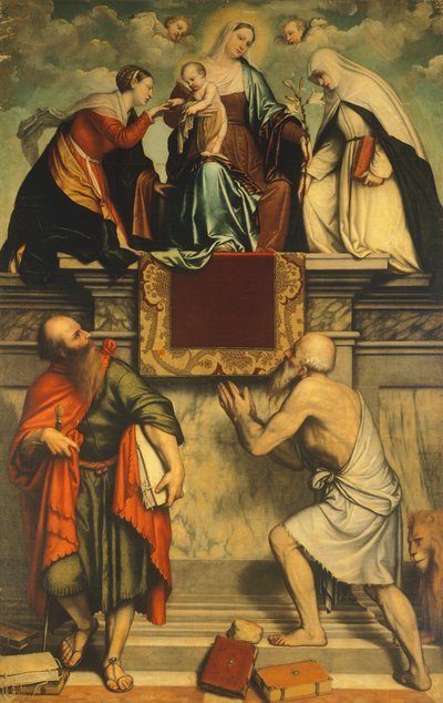 Madonna in trono con Bambino, Santa Caterina, San Paolo e San Girolamo da Moretto da Brescia