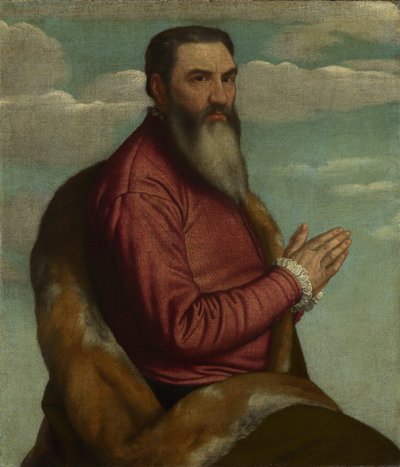 Uomo che prega con una lunga barba da Moretto da Brescia