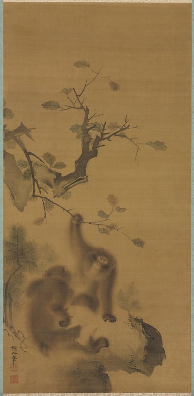 Scimmie su una sporgenza rocciosa, 1615-1868 da Mori Sosen