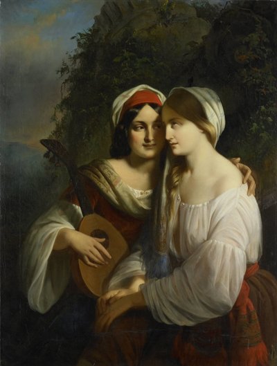 Due donne in abiti italiani da Moritz Calisch (signed by artist)