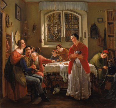 Il ritorno del volontario dalle guerre di liberazione alla sua famiglia ancora vivente da Moritz Daniel Oppenheim