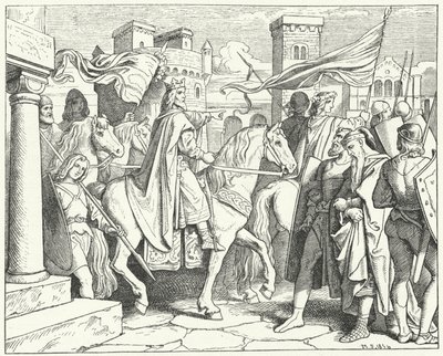 Carlo Magno entra a Pavia, 774 (incisione) da Moritz Ludwig von Schwind