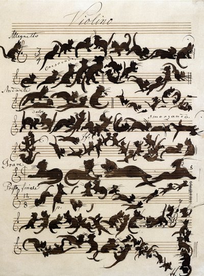 La sinfonia del gatto (Die Katzensymphony) disegno di Moritz von Schwind del 1868. Staatliche Kunsthalle Karlsruhe da Moritz Ludwig von Schwind