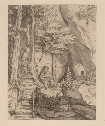 Un monaco con un suonatore di cornamusa da Moritz Ludwig von Schwind
