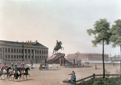 Veduta della Piazza di Pietro il Grande e della Casa del Senato a San Pietroburgo, illustrazione per Maggio da 