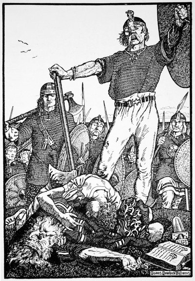 La morte di Brian Boru nella battaglia di Clontarf, Irlanda, 1014 da Morris Meredith Williams