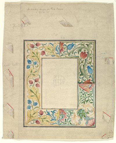 Disegno per ricamo per una cornice, No. 098, dopo il 1875 da Morris and Co