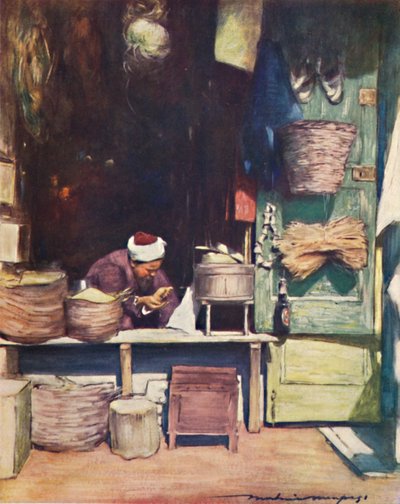 Una bancarella di semi, Delhi da Mortimer L Menpes