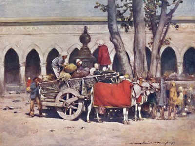Scena fuori dalla stazione ferroviaria durante il Delhi Durbar, 1903 da Mortimer L Menpes