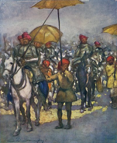 I servitori dei capi Shan alla revisione nativa, 1903 da Mortimer L Menpes