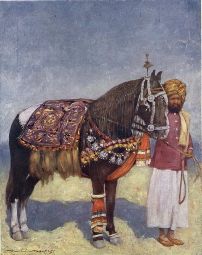 Un cavallo di Jodhpur (litografia a colori) da Mortimer Ludington Menpes