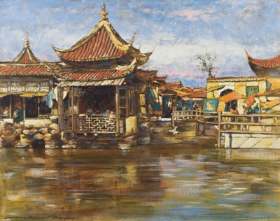 Una casa da tè, Shanghai, c.1909 da Mortimer Ludington Menpes