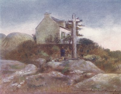 Un santuario lungo la strada, Huelgoat (litografia a colori) da Mortimer Ludington Menpes