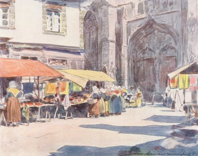 Fuori dalla cattedrale, Quimper da Mortimer Ludington Menpes