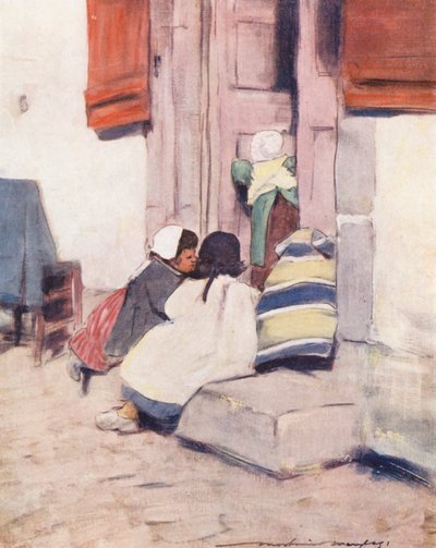 Bambini del mondo: bretone, giocando al negozio da Mortimer Ludington Menpes