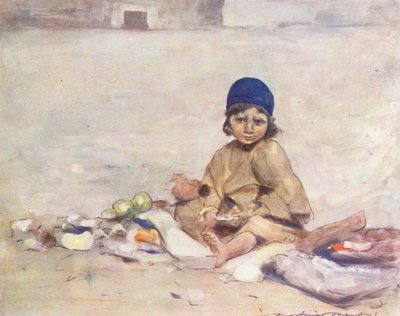 Bambini del mondo: Kashmir, Seduti immobili (litografia a colori) da Mortimer Ludington Menpes