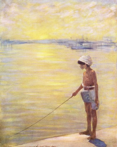 Bambini del mondo: cingalesi, pesca (litografia a colori) da Mortimer Ludington Menpes