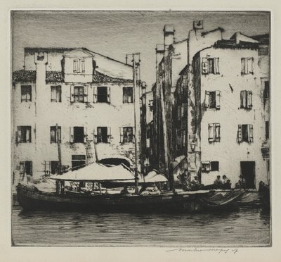 Barche su un canale, isola veneziana da Mortimer Menpes