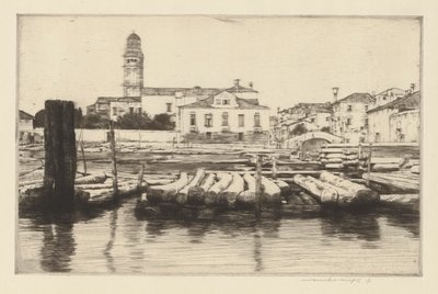 Riva del Brenta con legname da Mortimer Menpes