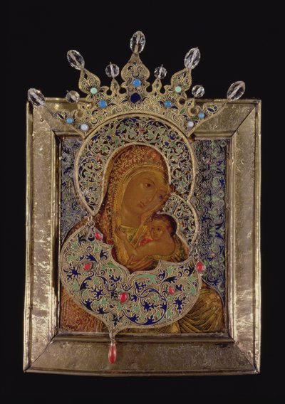 Icona della Vergine Tutta Glorificata (argento dorato e tempera su pannello) da Moscow School