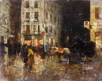 Una Scena di Strada di Notte da Mose Bianchi
