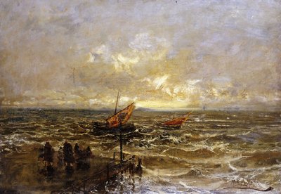 Barche a Vela al Largo di un Molo da Mose Bianchi